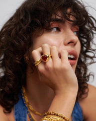 Jelly Heart Gemstone Ring | 18k Gold Plated/Pink Quartz