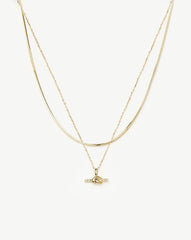Lucy Williams Fine Diamond T-Bar & Square Snake Necklace Set | 14k Solid Gold