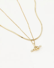 Lucy Williams Fine Diamond T-Bar & Square Snake Necklace Set | 14k Solid Gold