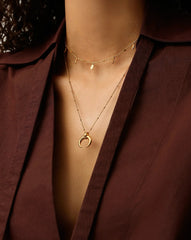 Lucy Williams Horn Necklace & Leaf Charm Choker Set | 18k Gold Plated Vermeil