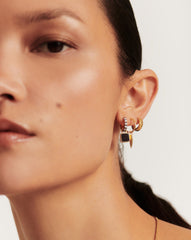 Lucy Williams Square Black Onyx Charm Hoop Earrings | 18k Gold Vermeil/Black Onyx