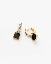 Lucy Williams Square Black Onyx Charm Hoop Earrings | 18k Gold Vermeil/Black Onyx