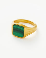 Lucy Williams Square Signet Ring | 18k Gold Vermeil/Malachite