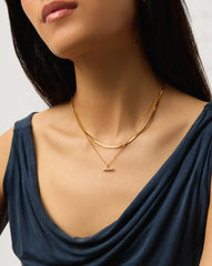 Lucy Williams Square Snake & T-Bar Necklace Set | 18k Gold Vermeil