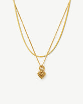 Mini Ridge Heart Chain Necklace Set | 18k Gold Plated
