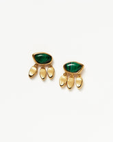 Molten Gemstone Charm Stud Earrings | 18k Gold Vermeil/Malachite
