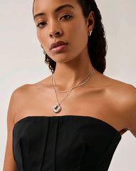 Sculptural Ridge Molten Pendant Necklace | Silver Plated