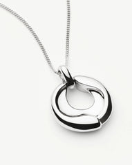 Sculptural Ridge Molten Pendant Necklace | Silver Plated