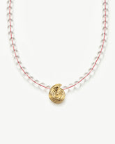 Spiral Gemstone Beaded Pendant Necklace | 18k Gold Plated/Clear Crystal Quartz