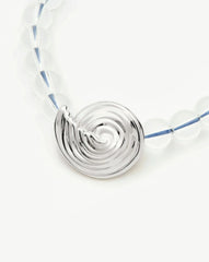 Spiral Gemstone Beaded Pendant Necklace | Silver Plated/Clear Crystal Quartz