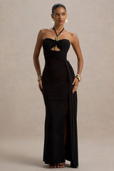 Mohito | Black Halter-Neck Cut-Out Maxi Dress With Split