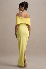 Cornelia | Lemon Strapless Maxi Dress With Oversized Bow