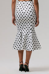 Amadea | Black & White Polka Dot Fishtail Midi Skirt