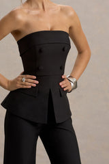 Noemi | Black Bandeau Tailored Jumpsuit