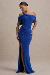 Nala | Blue Asymmetric Maxi Dress With Split