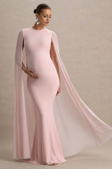 Currant | Pink High-Neck Maternity Maxi Dress With Cape