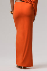 Marlena | Orange Twisted Split Maxi Skirt