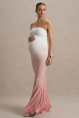 Sharnie | Pink Ombre Strapless Maternity Maxi Dress