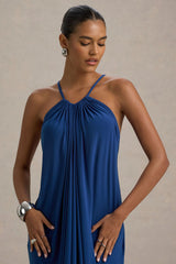 Tammy | Blue Halter-Neck Slip Maxi Dress