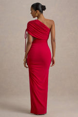 Trance | Red Asymmetric Maxi Dress With Split