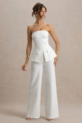 Noemi | White Bandeau Tailored Jumpsuit
