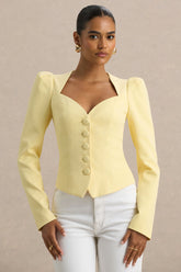 Olympia | Lemon Sweetheart-Neck Tailored Top