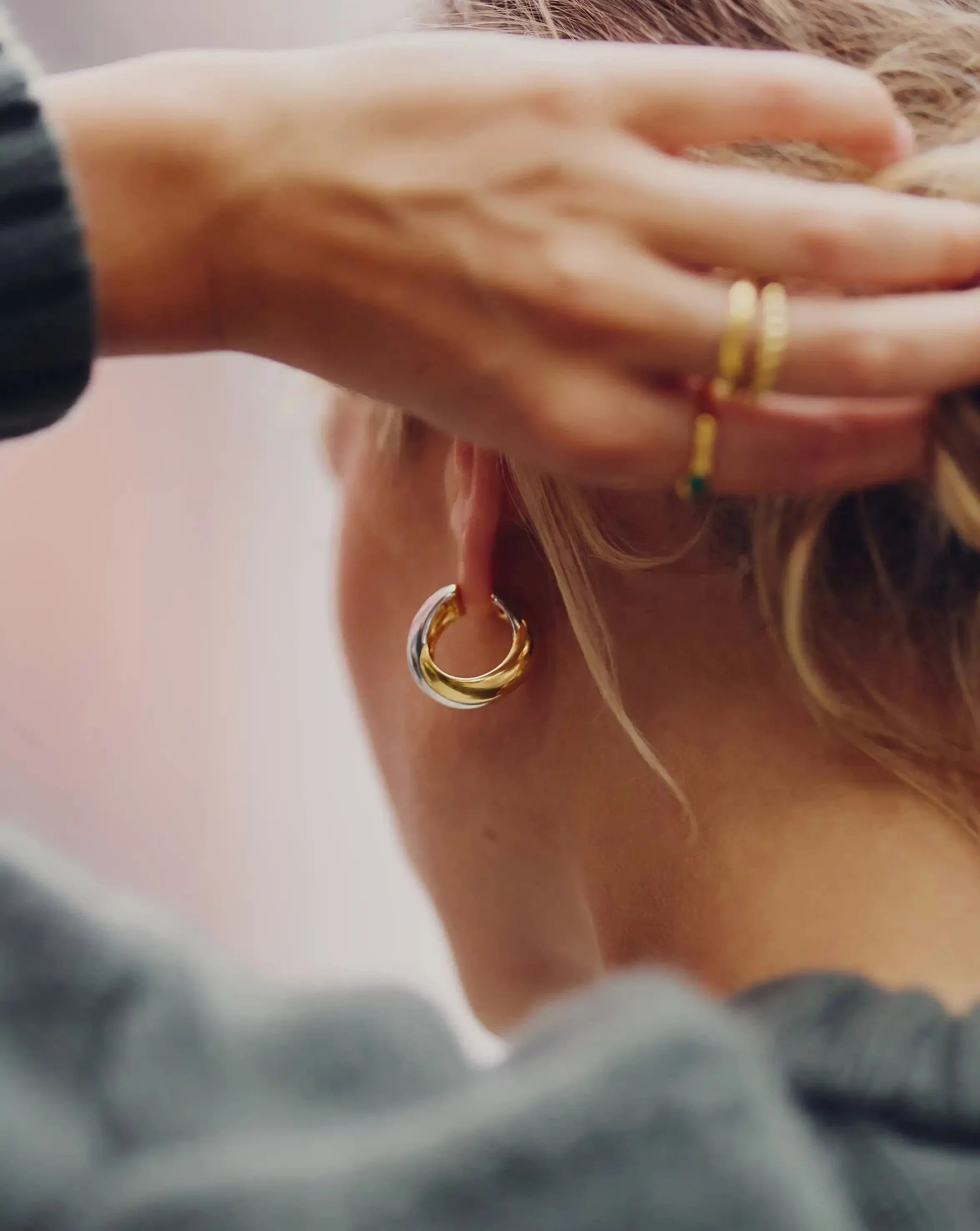 Lucy Williams Chunky Medium Entwine Hoop Earrings | Mixed Metal