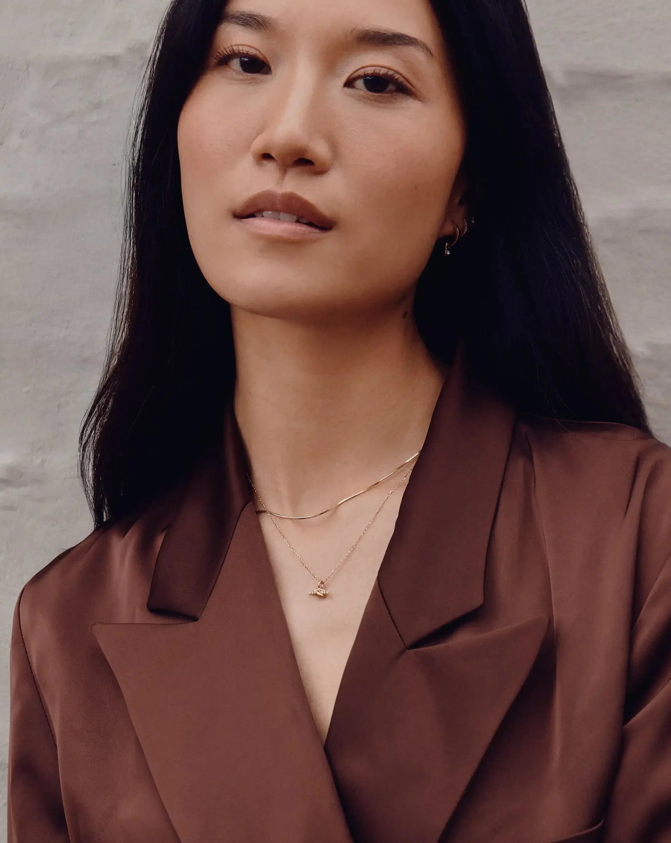 Lucy Williams Fine Diamond T-Bar & Square Snake Necklace Set | 14k Solid Gold