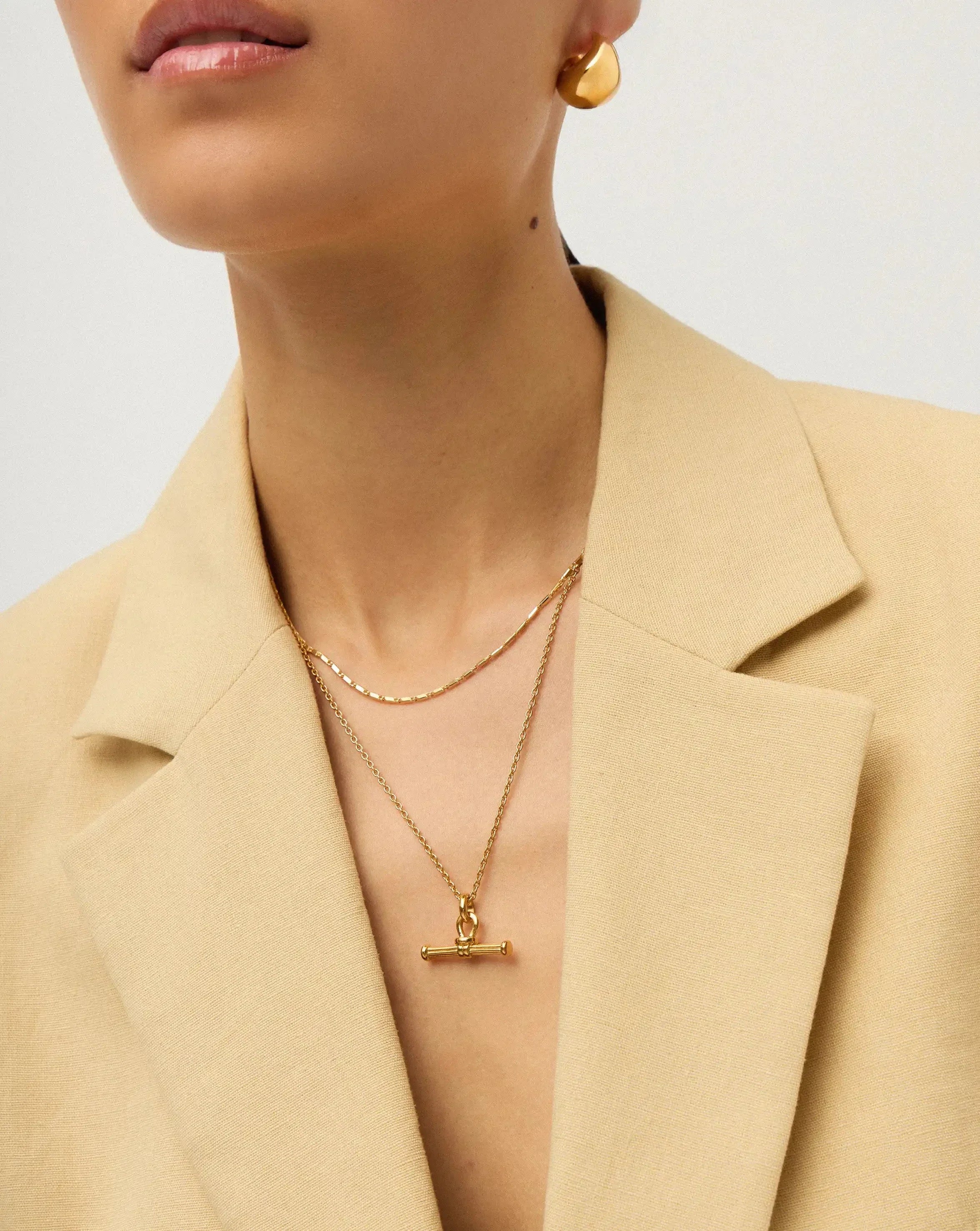Lucy Williams Horizon & Ridge T-Bar Necklace Set | 18k Gold Plated/18k Gold Vermeil
