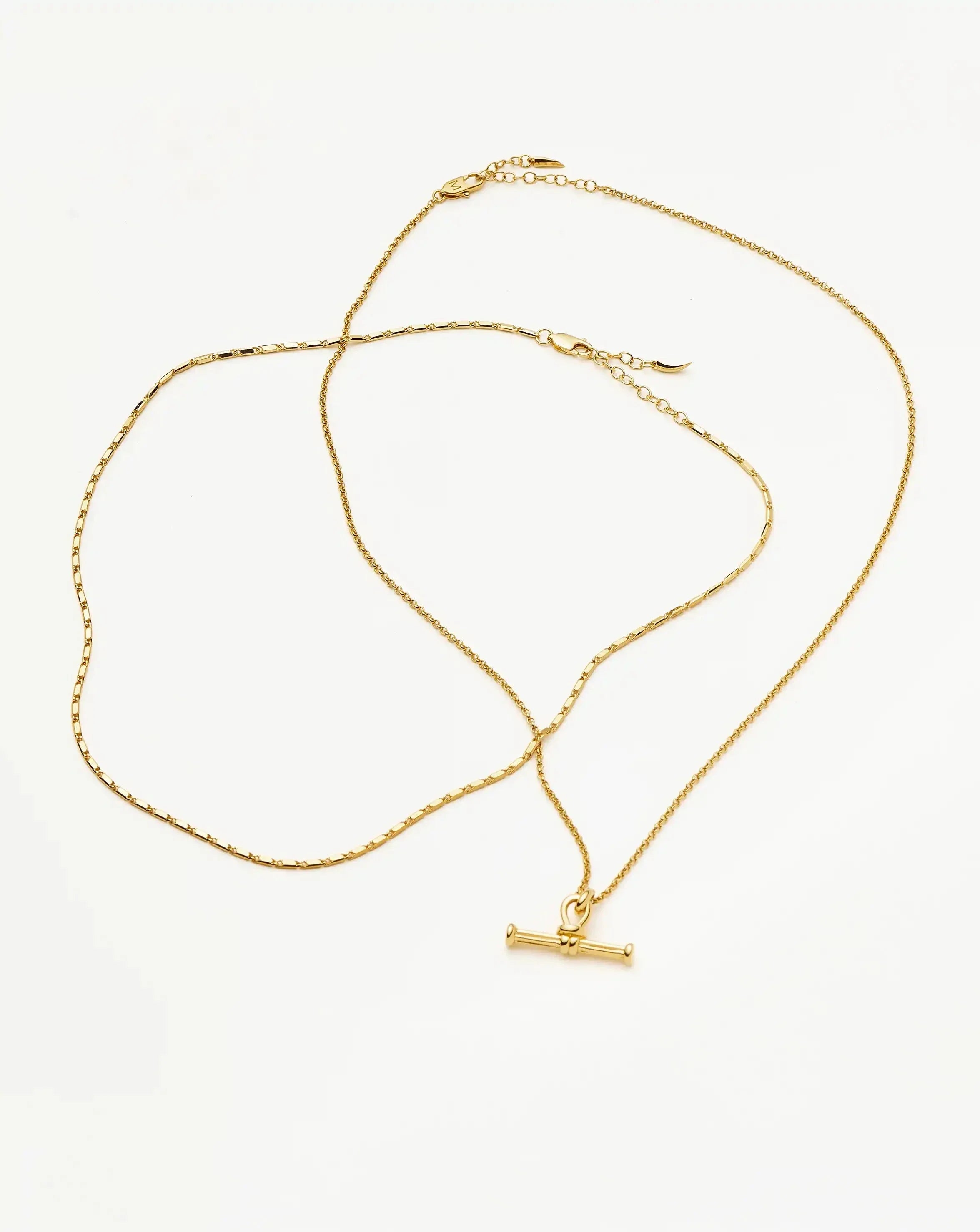 Lucy Williams Horizon & Ridge T-Bar Necklace Set | 18k Gold Plated/18k Gold Vermeil