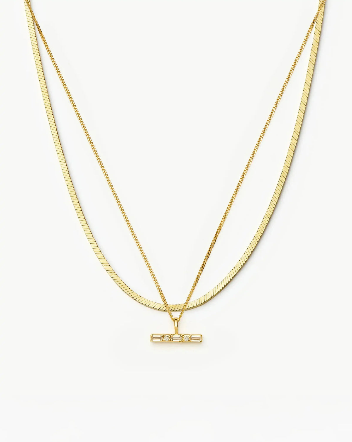 Lucy Williams Square Snake & T-Bar Necklace Set | 18k Gold Vermeil