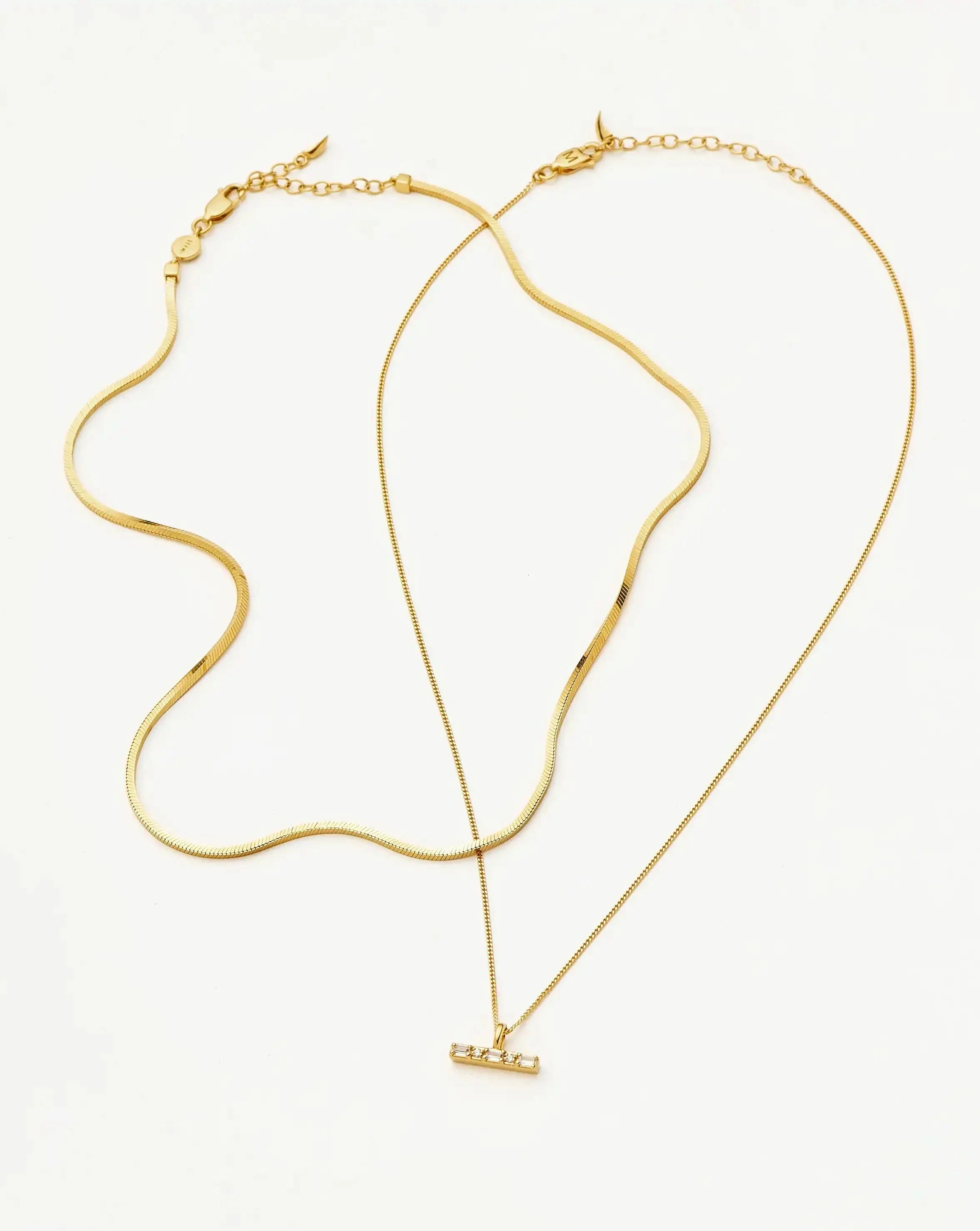 Lucy Williams Square Snake & T-Bar Necklace Set | 18k Gold Vermeil