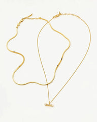 Lucy Williams Square Snake & T-Bar Necklace Set | 18k Gold Vermeil