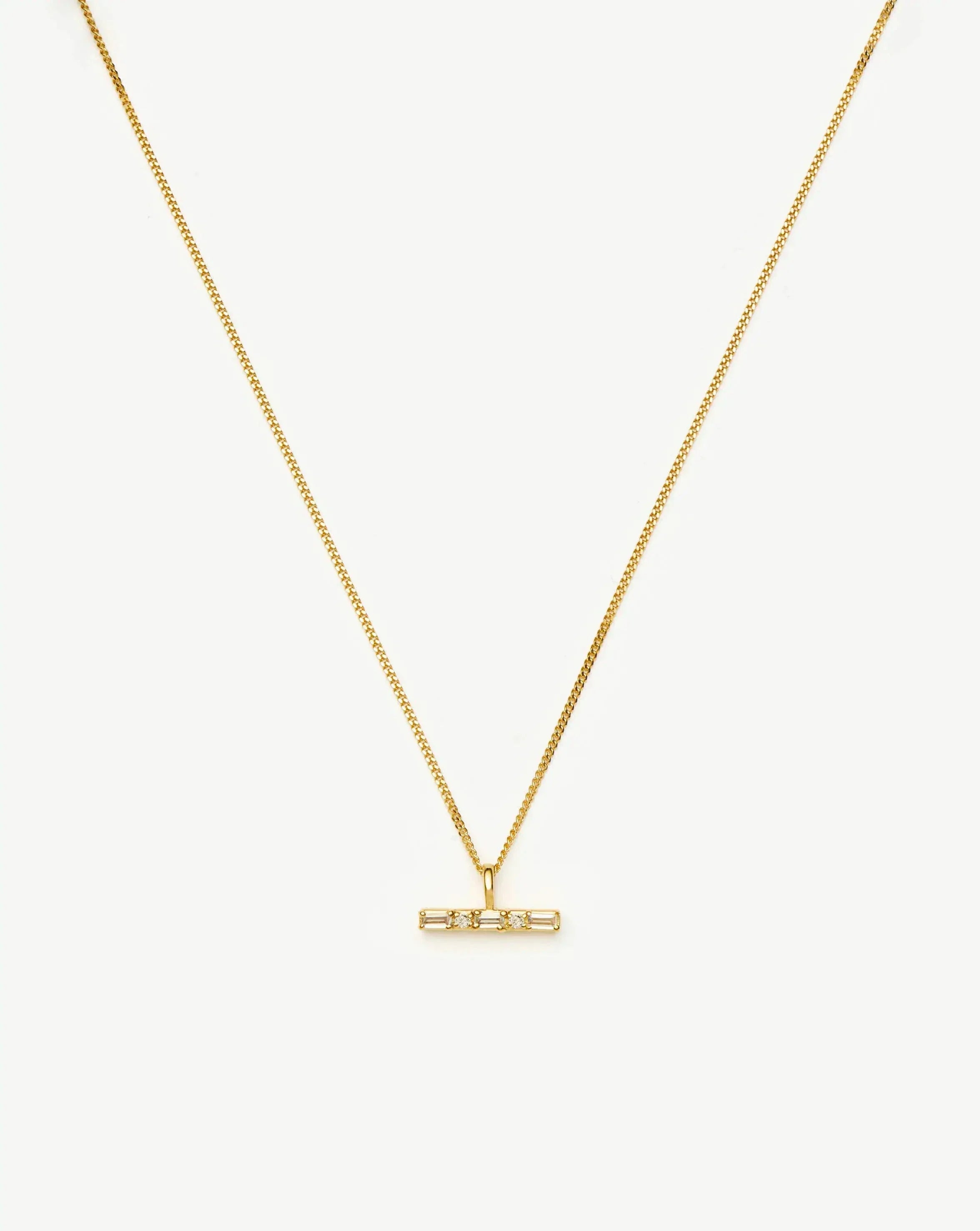Lucy Williams T-Bar Stone Pendant Necklace | 18k Gold Vermeil