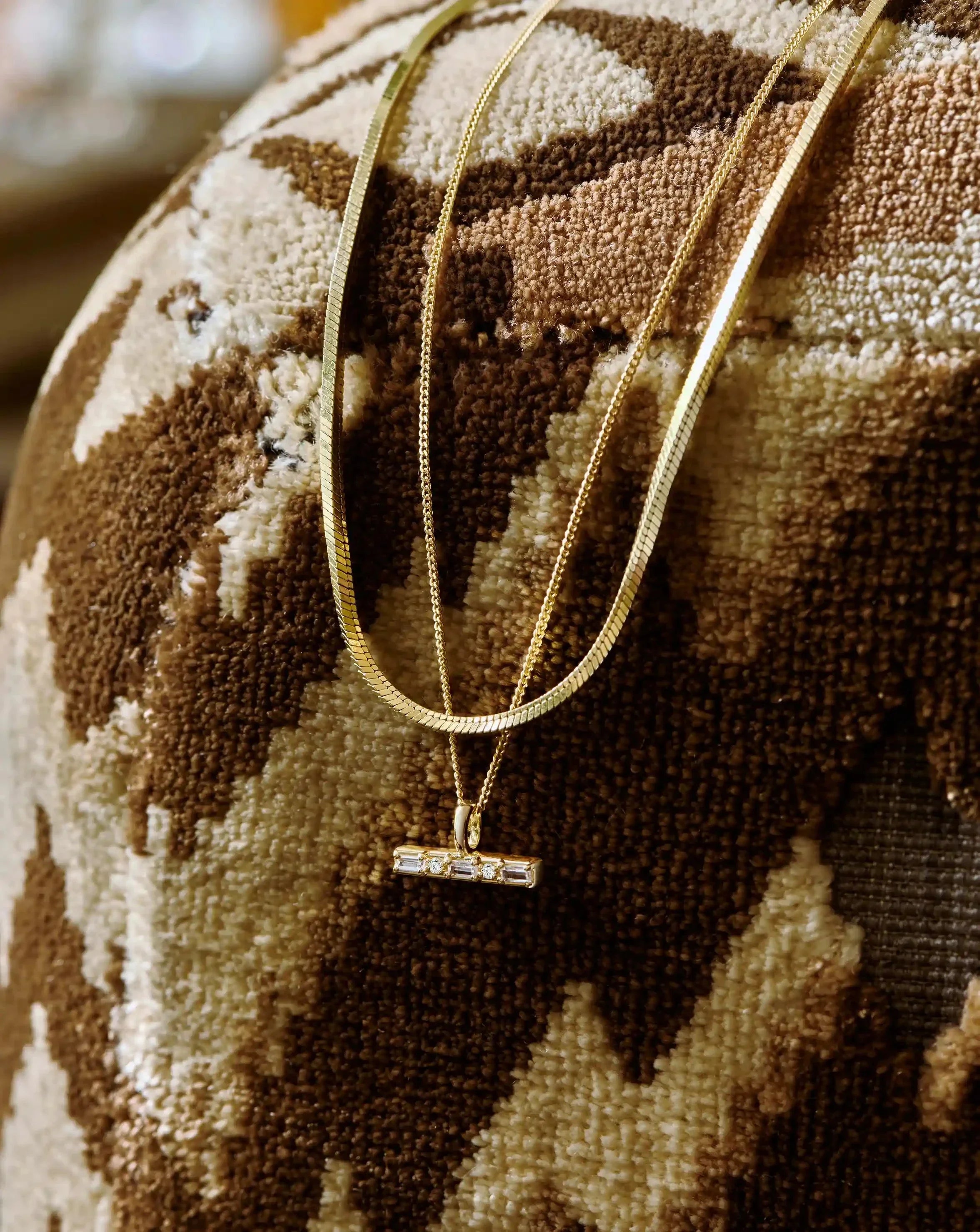 Lucy Williams T-Bar Stone Pendant Necklace | 18k Gold Vermeil