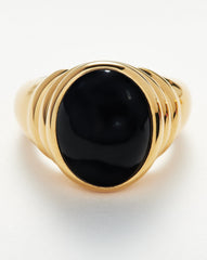 Savi Ridge Oval Gemstone Chunky Ring | 18k Gold Vermeil/Black Onyx
