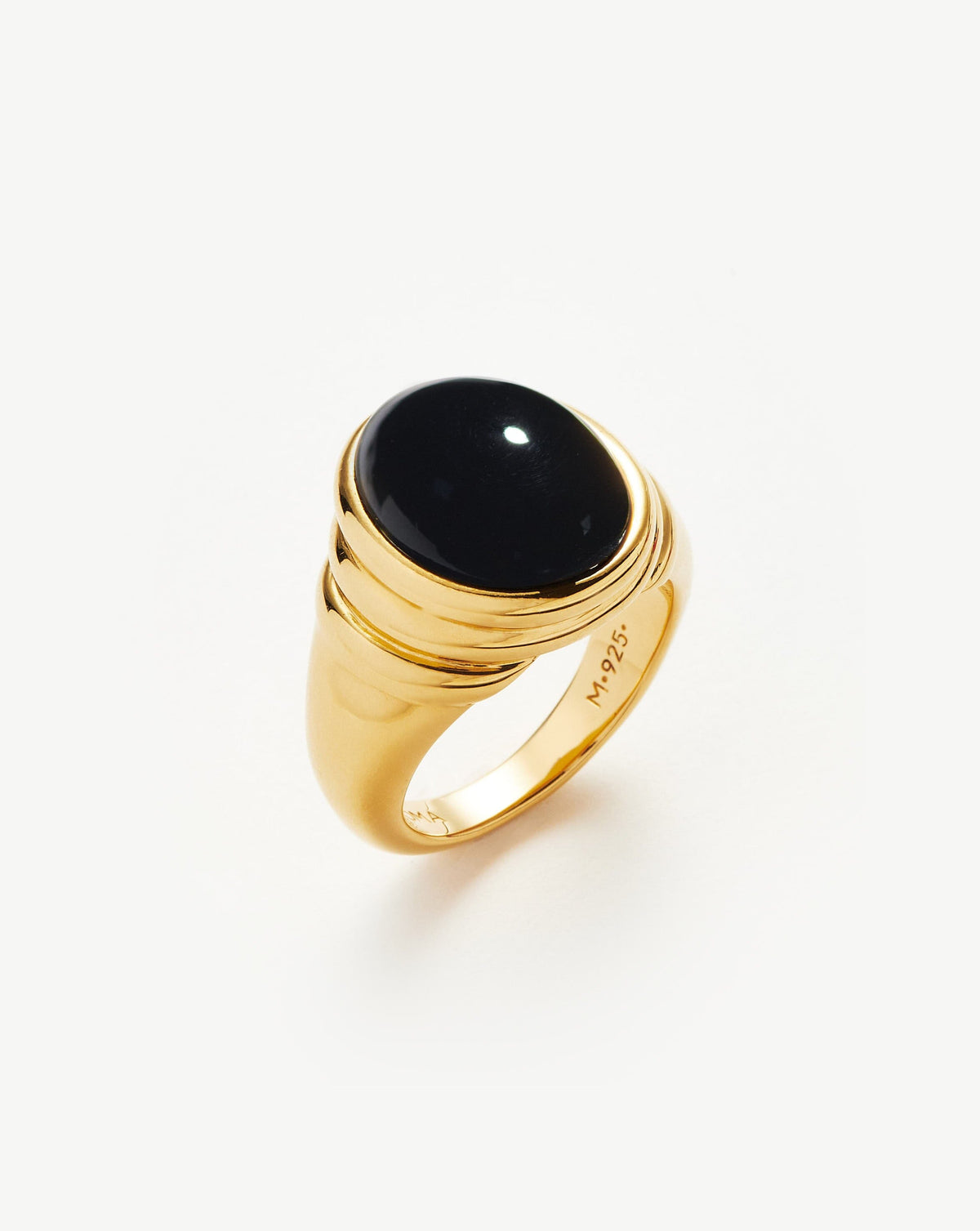 Savi Ridge Oval Gemstone Chunky Ring | 18k Gold Vermeil/Black Onyx