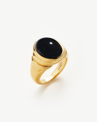 Savi Ridge Oval Gemstone Chunky Ring | 18k Gold Vermeil/Black Onyx