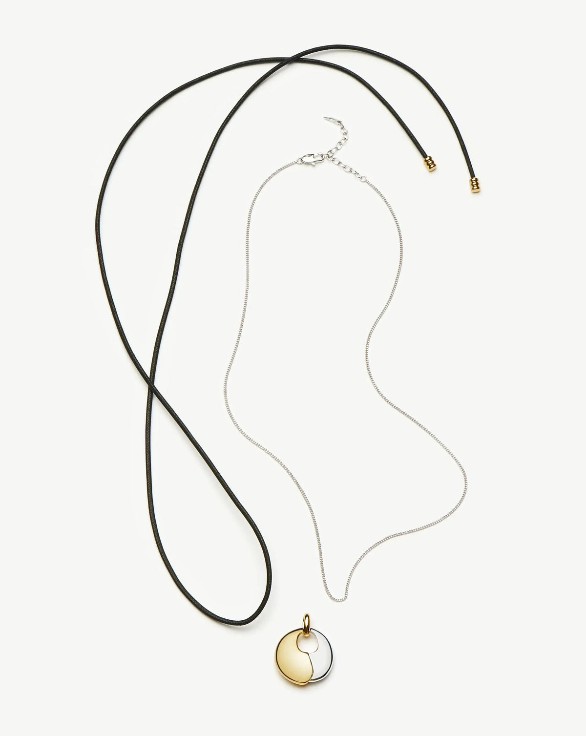 Sculptural Pebble Pendant Necklace Set | Mixed Metal