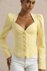 Olympia | Lemon Sweetheart-Neck Tailored Top
