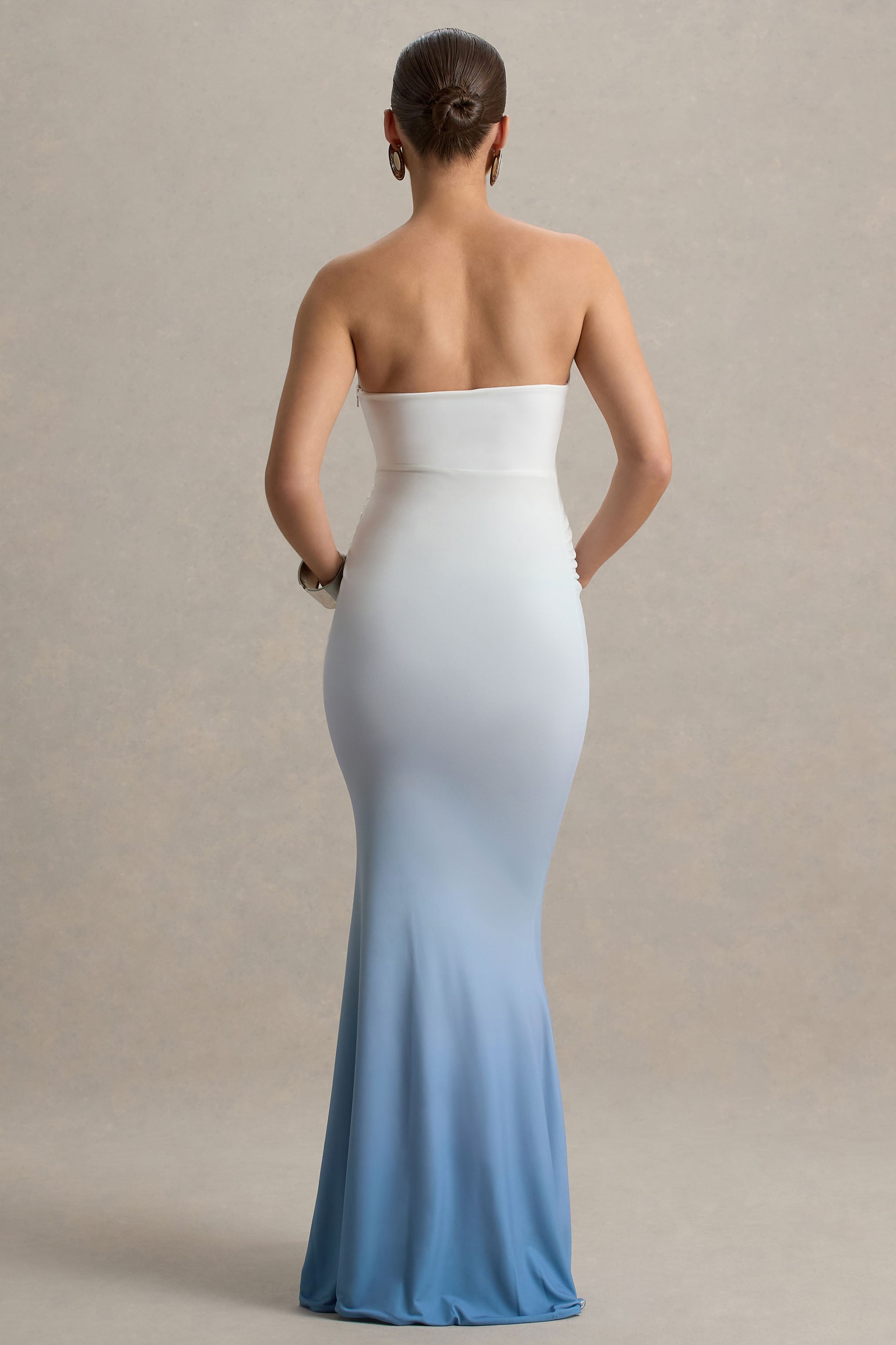 Sharnie | Blue Ombre Strapless Maternity Maxi Dress