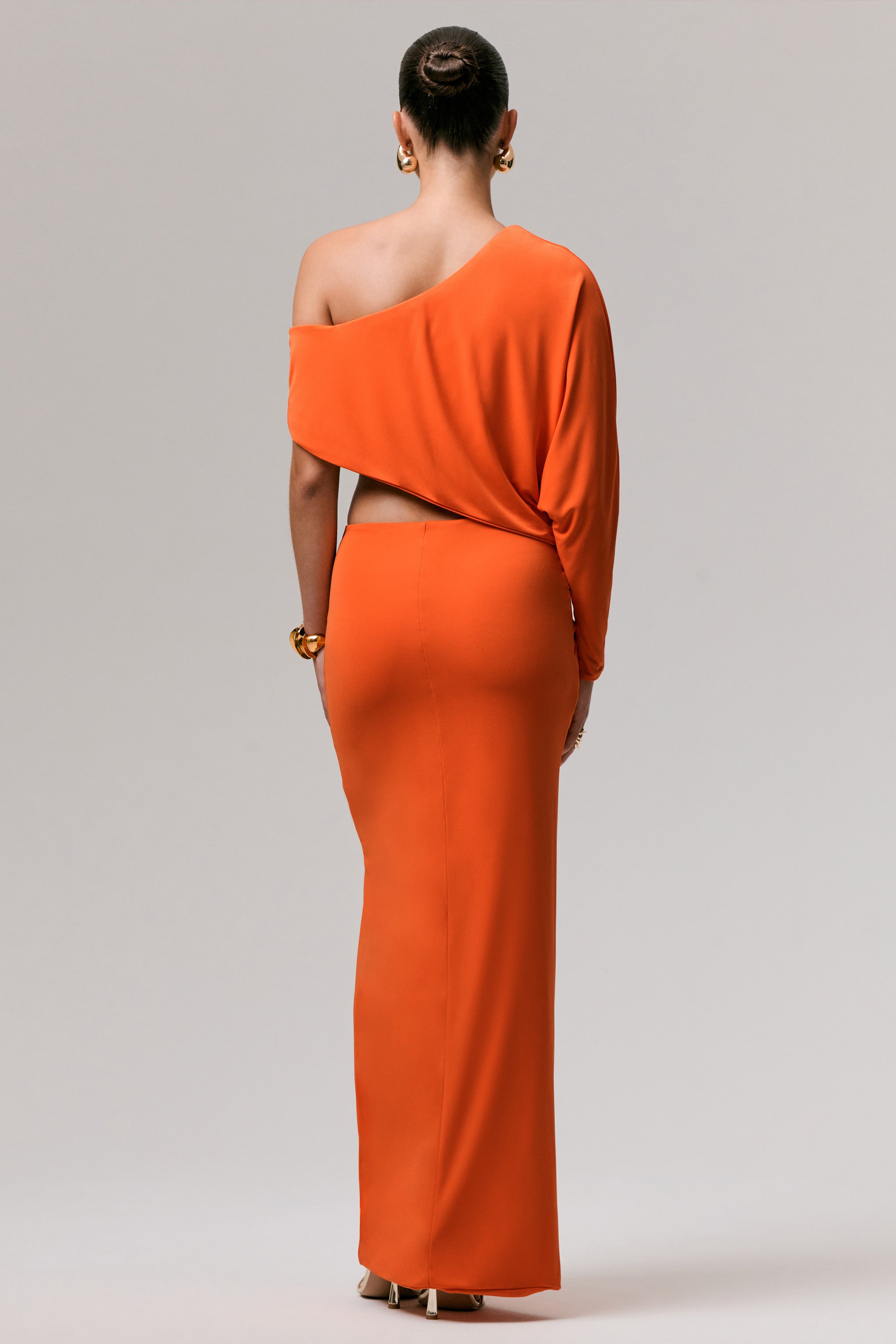 Marlena | Orange Twisted Split Maxi Skirt