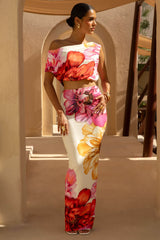 Clara | Large Multi Placement Floral Print Maxi Skirt