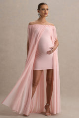 Atmosphere | Pink Bandeau Maternity Mini Dress With Mesh Overlay