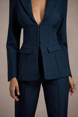 Unbeaten | Navy Fitted Corset Blazer Jacket