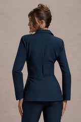 Unbeaten | Navy Fitted Corset Blazer Jacket